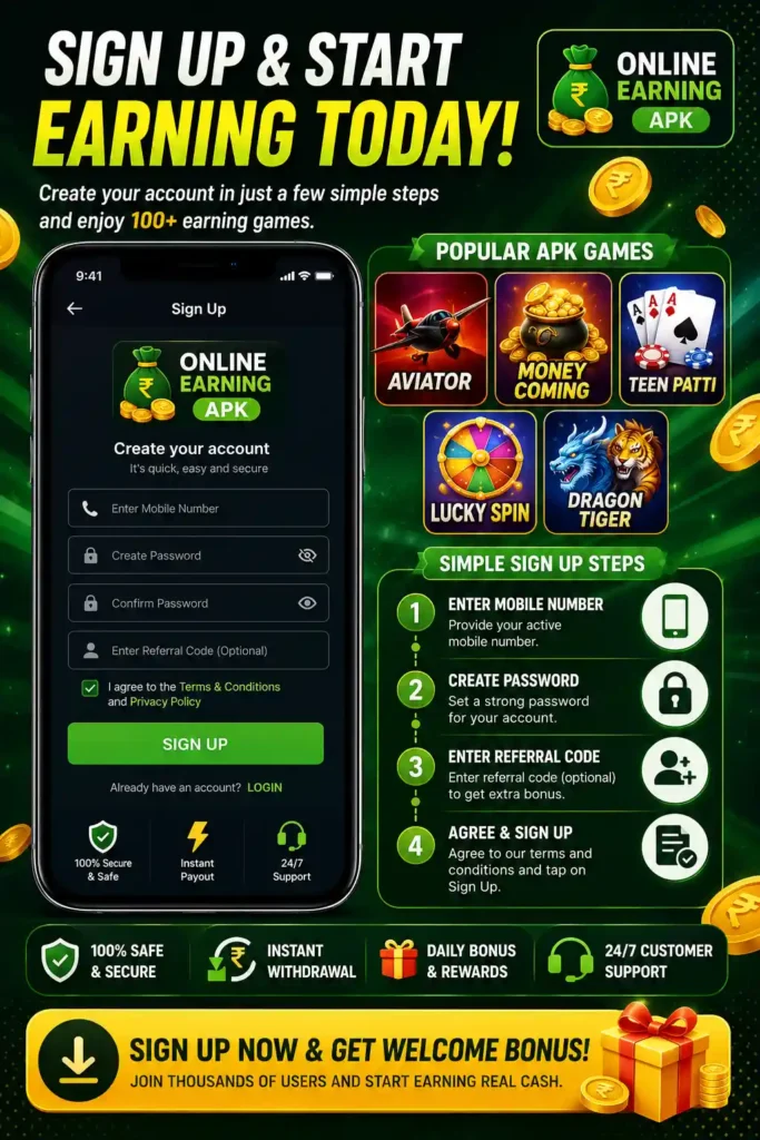 online earning apk signup image